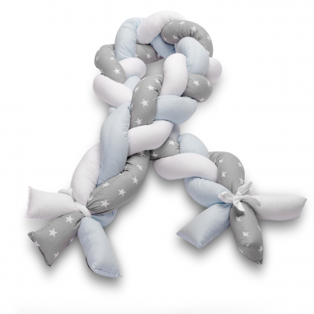 Protectie laterala patut impletita 210 cm (stele/bleu) [2]