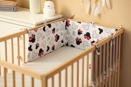 Protectie laterala patut Minnie Mouse, Bumbac Waffle Oeko-Tex 180 x 30 cm (gri) [4]