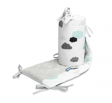 Protectie laterala patut, Plush Karo 180 x 30 cm (ALB) [2]