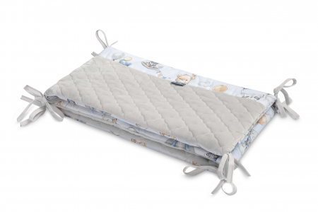 Protectie laterala patut, Plush Karo 180 x 30 cm (bleu) [1]