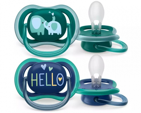 Suzete și accesorii - Set 2x suzete PHILIPS AVENT Ultra Air 18+ (Verde/Albastru)