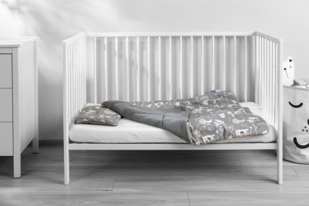 Set paturica + perna, muselina & bumbac (gri cu animale) [4]