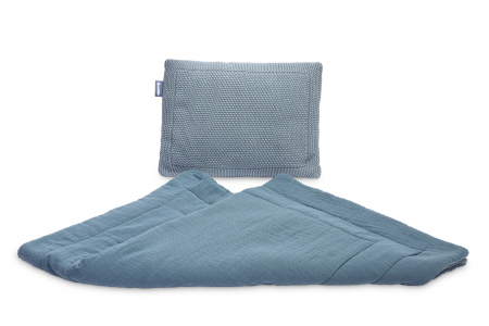 Set paturica + perna, muselina & bumbac (albastru) [1]