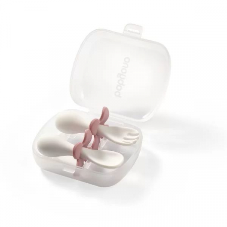 Tacamuri (lingurita & furculita) cu carcasa de depozitare 12+ (Roz) [1]