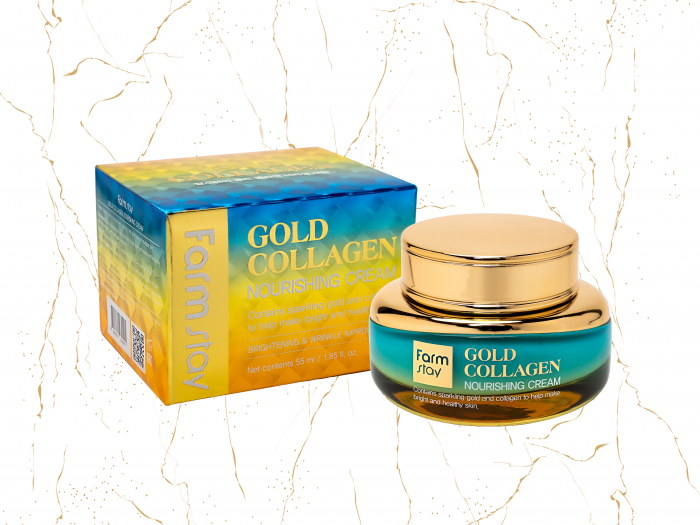 Crema de fata nutritiva cu colagen si aur Farmstay Gold Collagen Nourishing, 55ml [2]