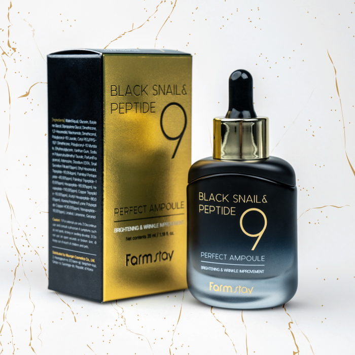 Ser de fata cu extract de melc negru Farmstay Black Snail & Peptide 9 Ampoule, 35 ml [2]