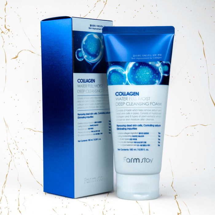 Spuma de curatare profunda Farmstay Collagen Water Full Moist, 180 ml [2]