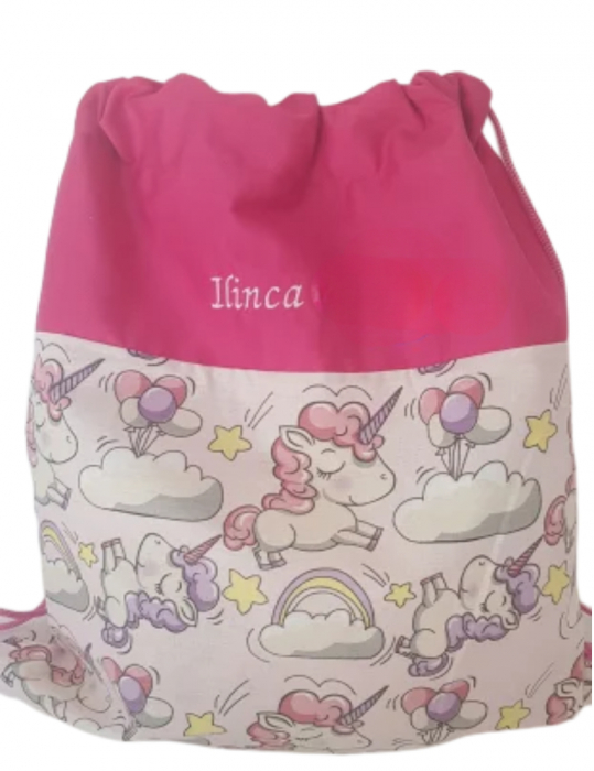 Rucsac cresa/gradinita unicorni pe fond roz [2]