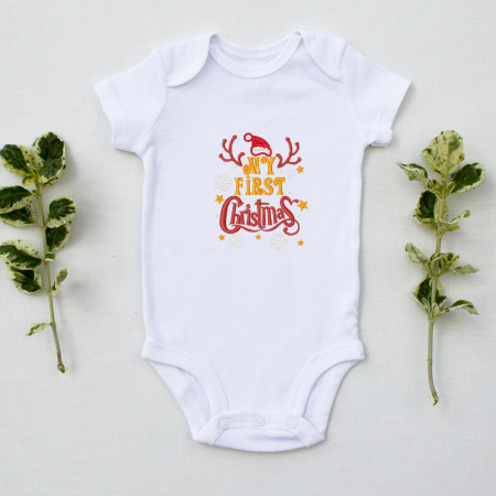 Body-uri personalizate - Body bebelus Primul Meu Craciun cu cornite de ren