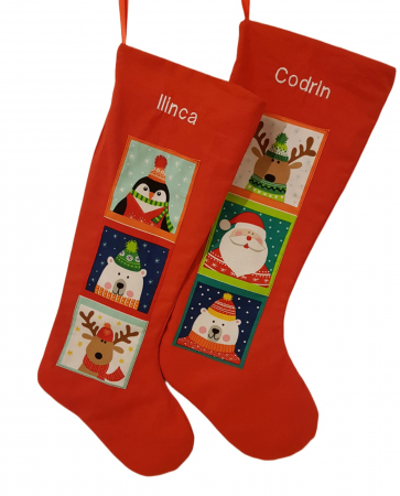 Cizmulite Craciun - Cizmulita din material textil cu tematica de Craciun 3