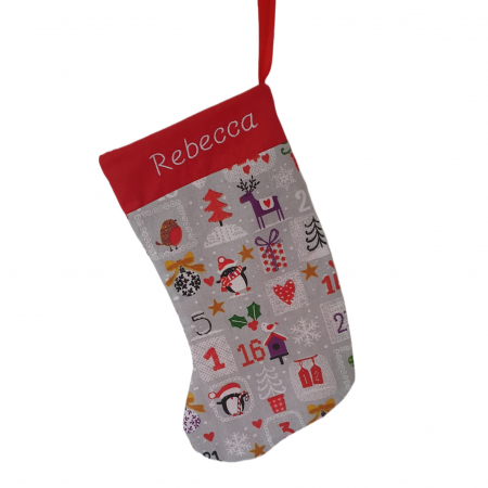 Cizmulita de Craciun, personalizata-calendar Advent pe fond gri [1]