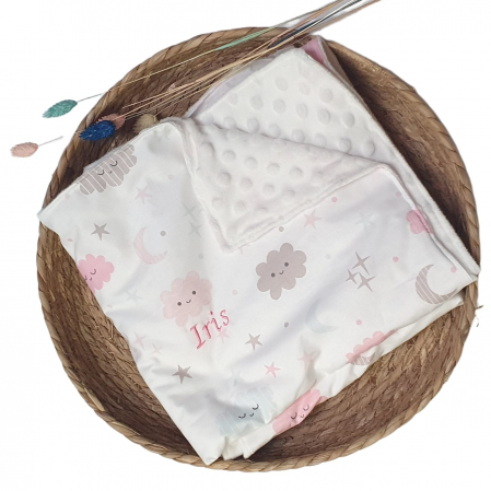 Paturici bumbac si Minky - Paturica personalizata cu norisori colorati