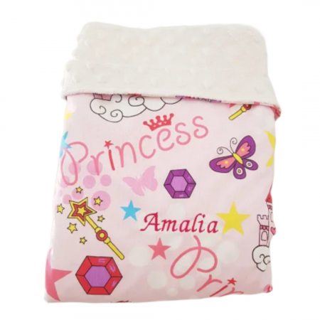 Paturici bumbac si Minky - Paturica personalizata cu printese si castele