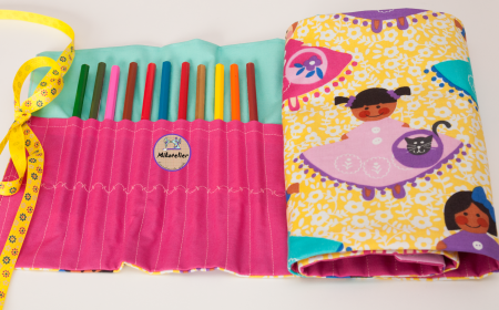 Penare textile - Penar pentru creioane colorate cu fetite