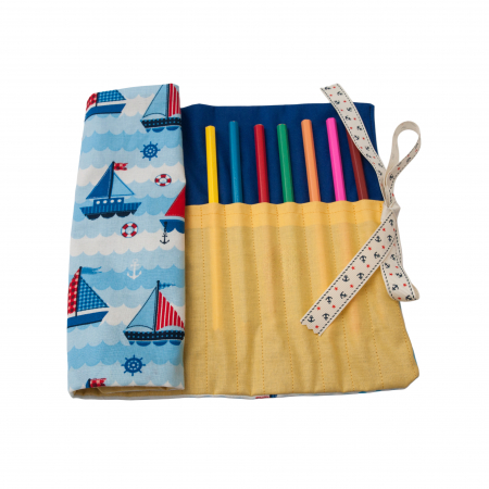 Penare textile - Penar pentru creioane colorate, stil nautic