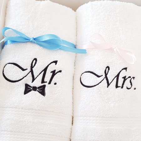 Prosoape personalizate - Set cadou 2 prosoape Mr. &Mrs.