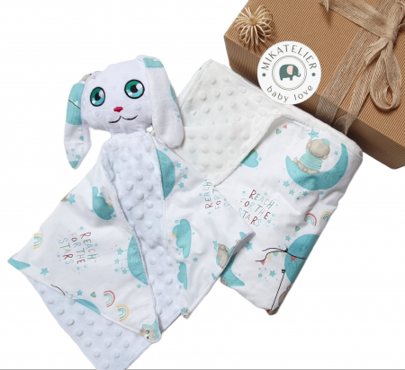 Paturici bumbac si Minky - Set cadou Baby Moon