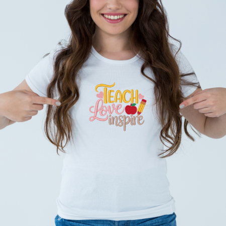 Tricouri si hanorace - Tricou alb dama brodat TEACH