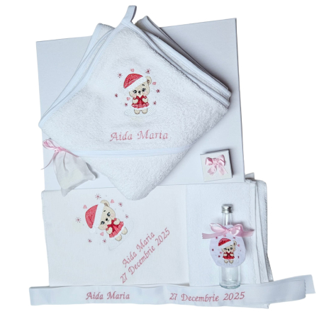 Trusouri botez - Trusou botez complet cu craciunita ursulet- personalizat