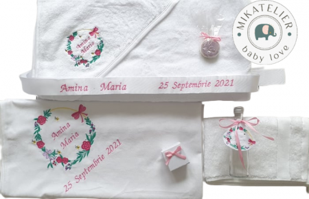 Trusouri botez - Trusou Botez Coronita de flori, personalizat