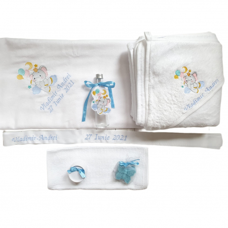 Trusouri botez - Trusou Botez Elefantelul cu baloane colorate, personalizat