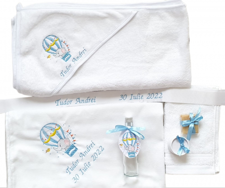 Trusouri botez - Trusou Botez Elefantelul in balon cu aer cald, personalizat