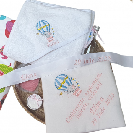 Trusou Botez Elefantelul in balon cu aer cald, personalizat [1]