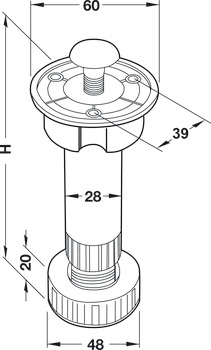 Picior plastic H80mm Negru [2]