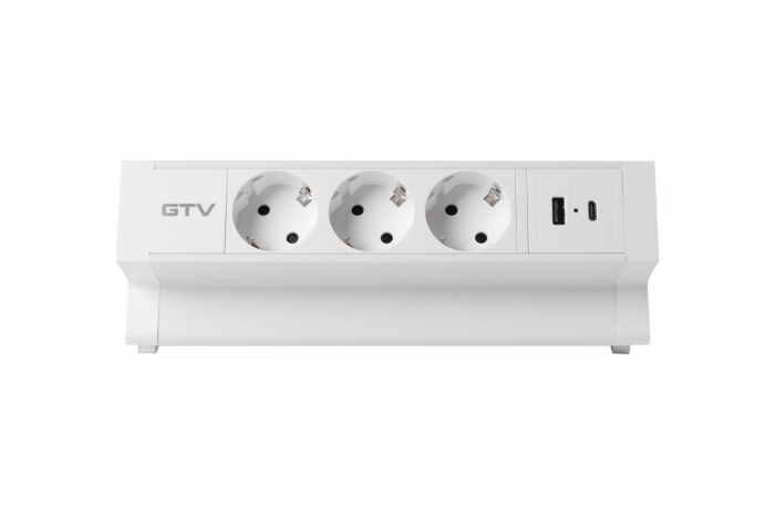 Priza de mobila BASCO, 3x prize schuko, USB A+C, cablu 1,5m, alba, cu fixare [2]