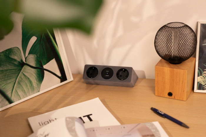 Priza de mobila SOFITO, 2x prize schuko, USB A+C, cablu 1,5m, gri flocat, cu fixare [8]