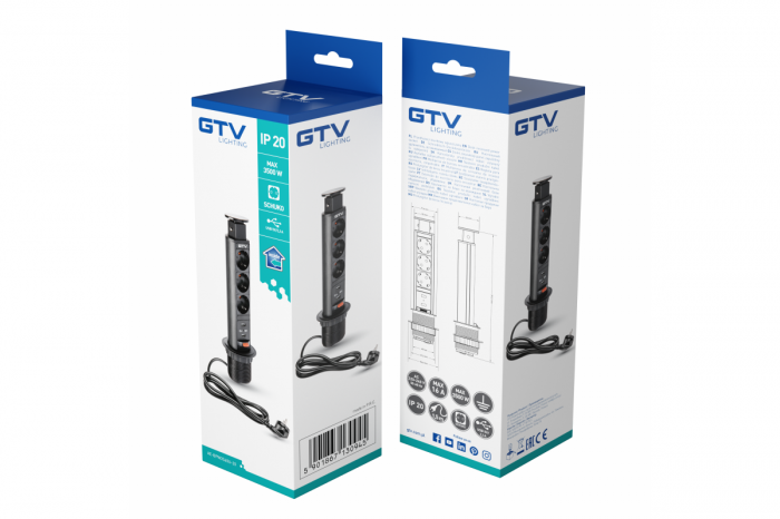 PRIZA NEAGRA D60 3 SCHUKO + 2 USB [2]