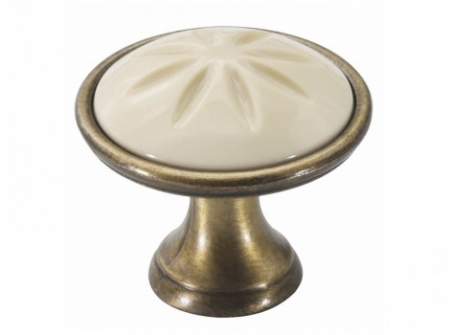 Butoni mobila - Buton bronz antic plastic Bej