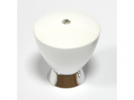 Butoni mobila - Buton cu cristale Alb/Cr lucios