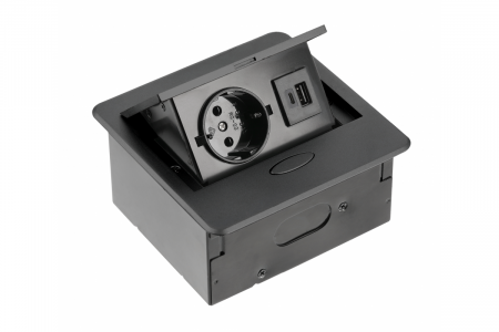 PRIZE INCORPORABILE - PRIZA AVARO NEAGRA 1 SCHUKO + 2 USB