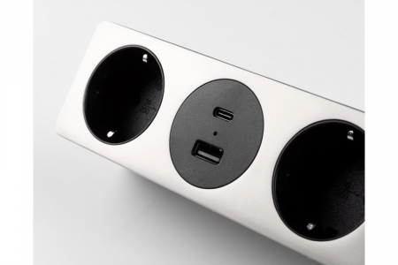 Priza de mobila SOFITO, 2x prize schuko, USB A+C, cablu 1,5m, inox, cu fixare [3]