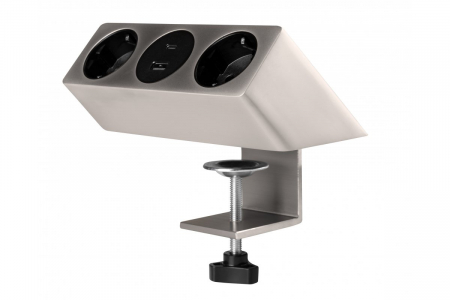 Priza de mobila SOFITO, 2x prize schuko, USB A+C, cablu 1,5m, inox, cu fixare [2]