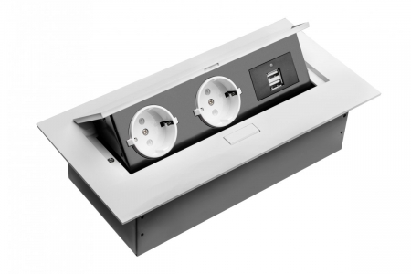 PRIZE INCORPORABILE - PRIZA DREPTUNGHIULARA ALBA 2 SCHUKO + 2USB