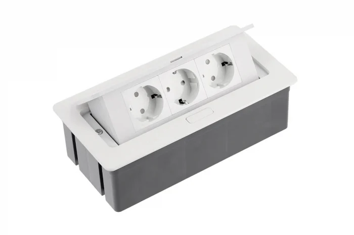 PRIZE INCORPORABILE - PRIZA DREPTUNGHIULARA ALBA 3 SCHUKO