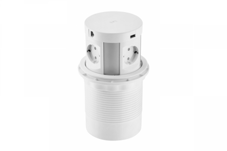 PRIZE INCORPORABILE - PRIZA CONFORT PLUS ALBA 4 SCHUKO + 2 USB + 2 RJ45AE