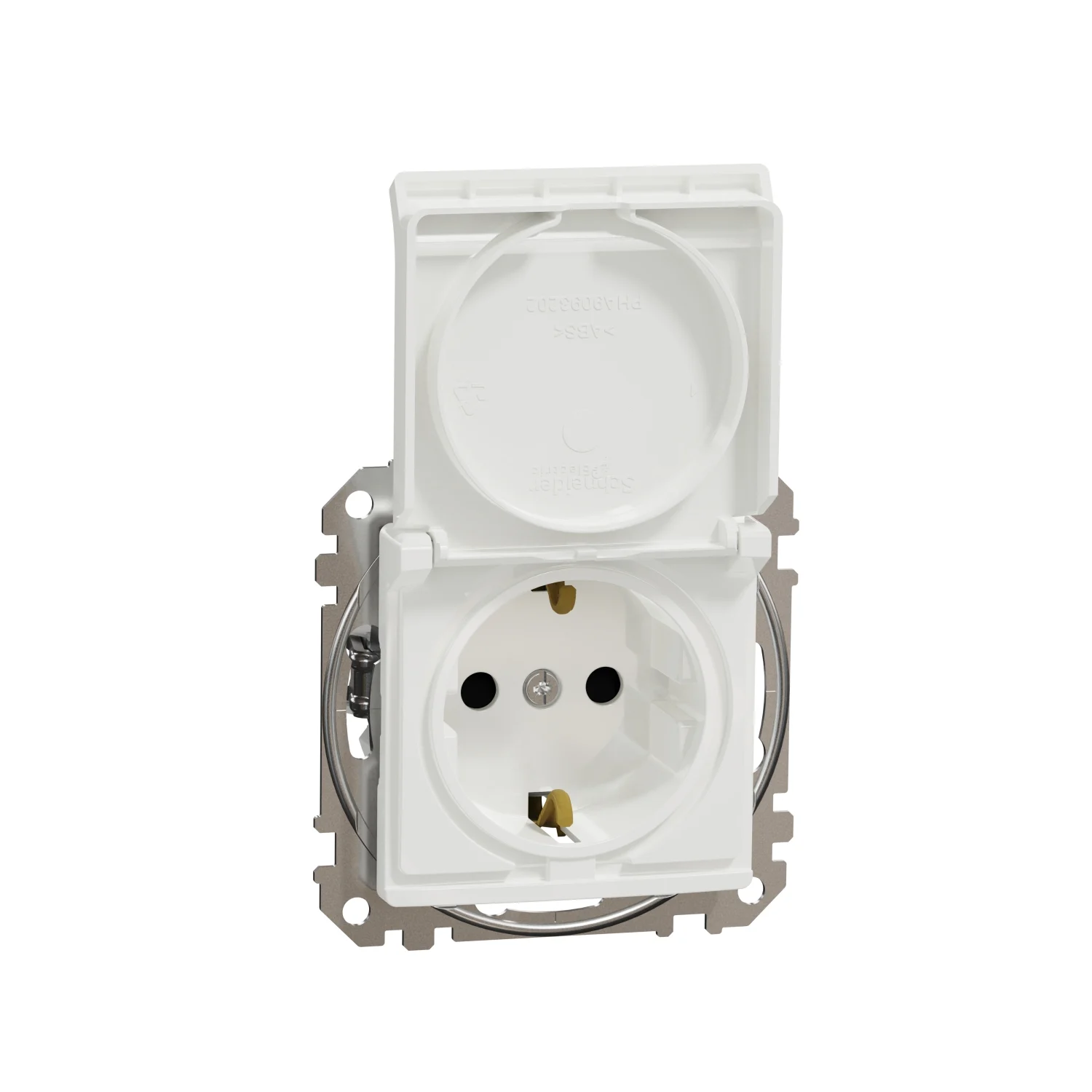 Categorii - Priza simpla schuko cu capac si protectie copii Schneider Sedna alb SDD111023