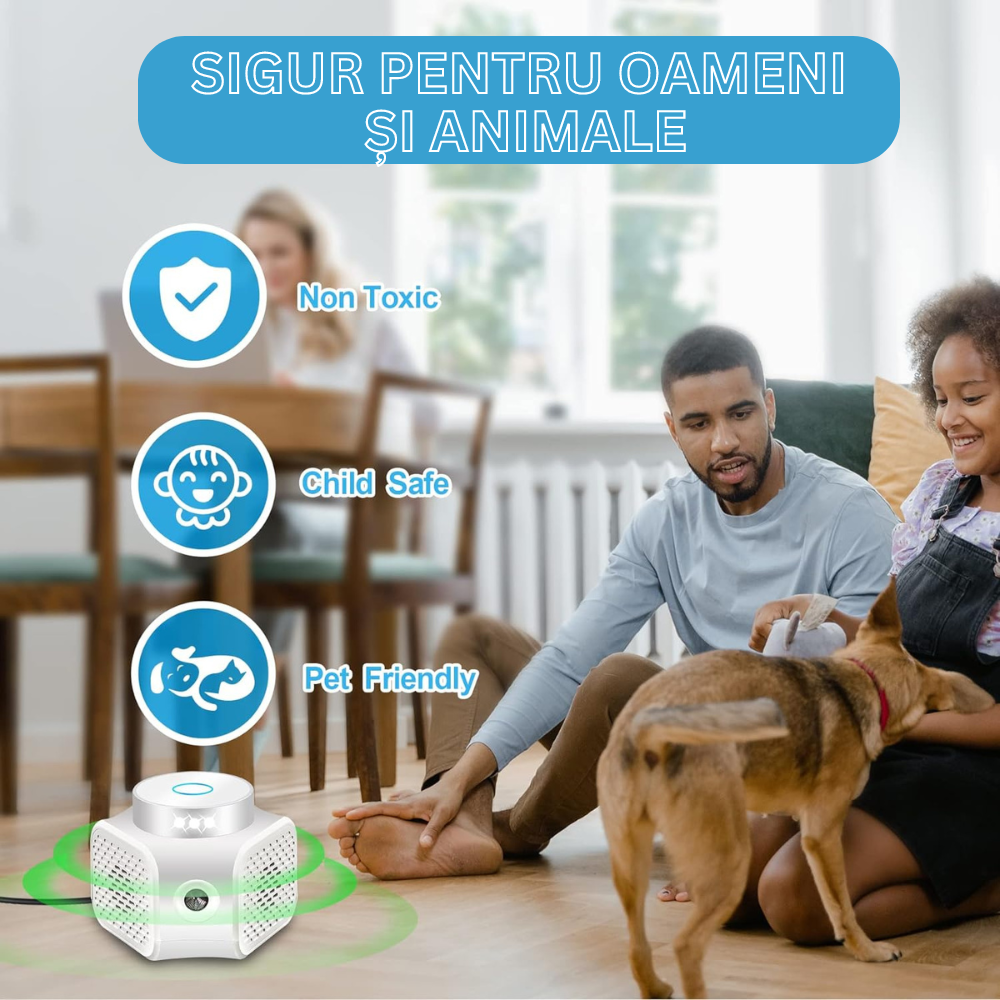 Aparat impotriva rozatoarelor, Milmatt, Anti soareci, Anti sobolani, Tehnologie duala cu ultrasunete, Actiune 360⁰ si acoperire 120m2, 4 niveluri de intensitate, Sigur pentru om si animale de companie [3]