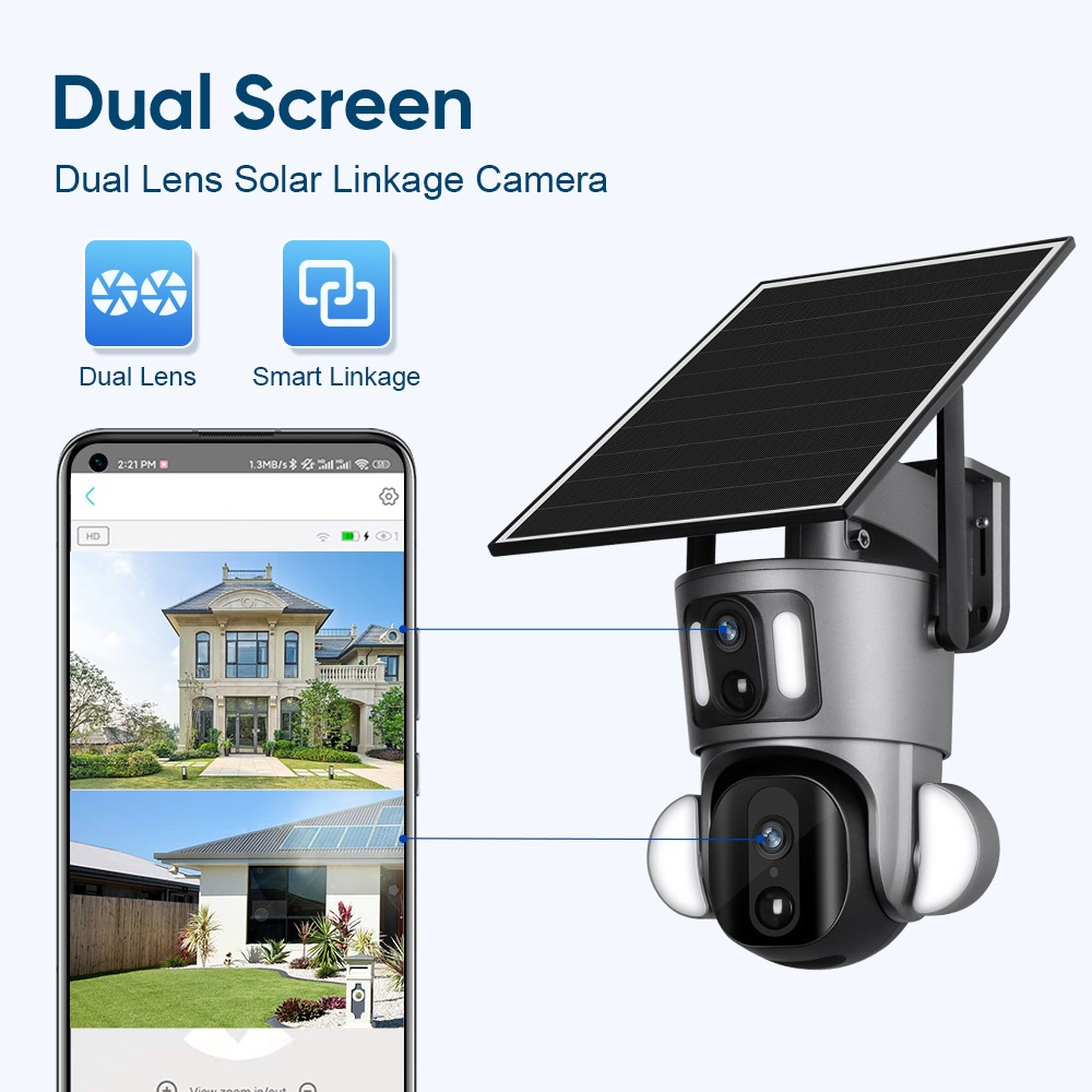 Camera de supraveghere Milmatt, 2K, Wifi, PTZ, Dual Camera, 4MP, Incarcare Solara, Rotire Din Aplicatie, Rezistenta La Apa IP 66 [4]