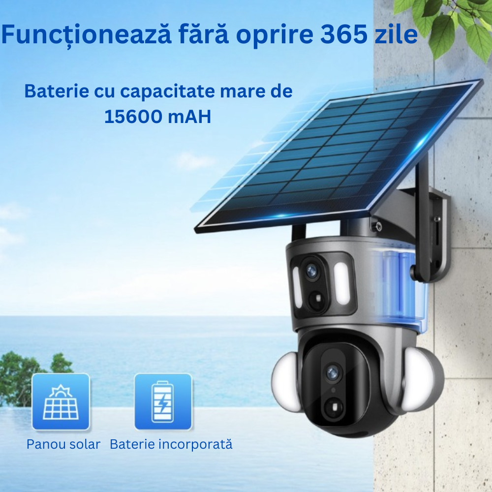 Camera de supraveghere Milmatt, 2K, Wifi, PTZ, Dual Camera, 4MP, Incarcare Solara, Rotire Din Aplicatie, Rezistenta La Apa IP 66 [9]