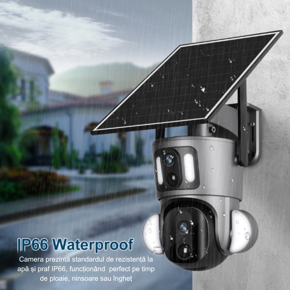 Camera de supraveghere Milmatt, 2K, Wifi, PTZ, Dual Camera, 4MP, Incarcare Solara, Rotire Din Aplicatie, Rezistenta La Apa IP 66 [12]