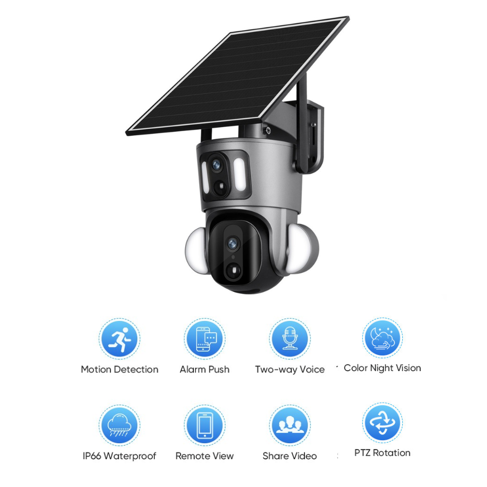 Camera de supraveghere Milmatt, 2K, Wifi, PTZ, Dual Camera, 4MP, Incarcare Solara, Rotire Din Aplicatie, Rezistenta La Apa IP 66 [3]