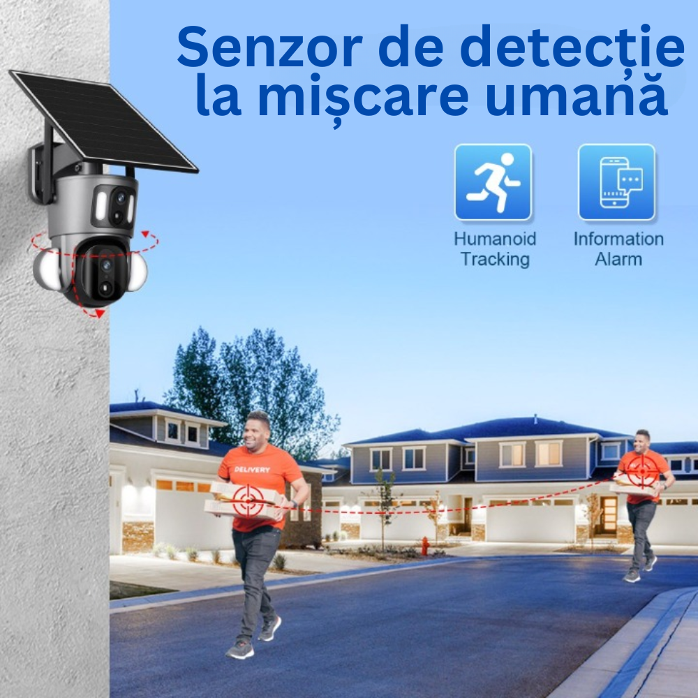 Camera de supraveghere Milmatt, 2K, Wifi, PTZ, Dual Camera, 4MP, Incarcare Solara, Rotire Din Aplicatie, Rezistenta La Apa IP 66 [8]