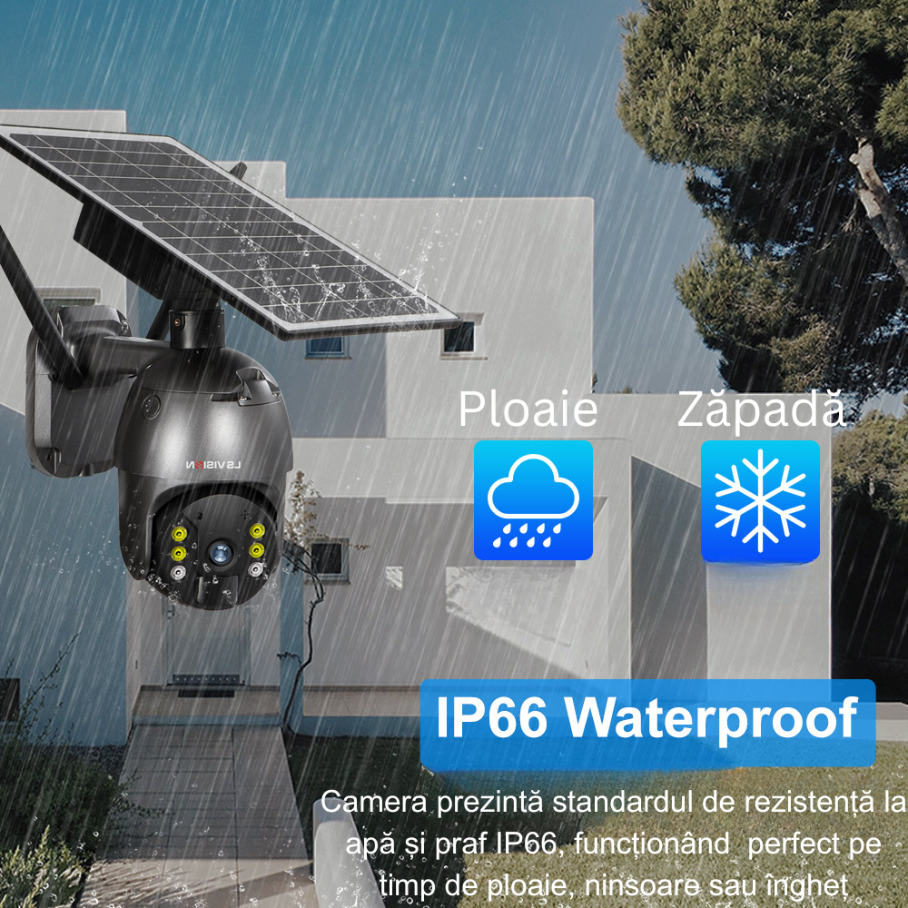 Camera de supraveghere Milmatt, 4G, HD, 3MP, Incarcare cu panou Solar, Rotire Din Aplicatie, PIR, alarma, comunicare bidirectionala, Rezistenta La Apa IP 66 [10]