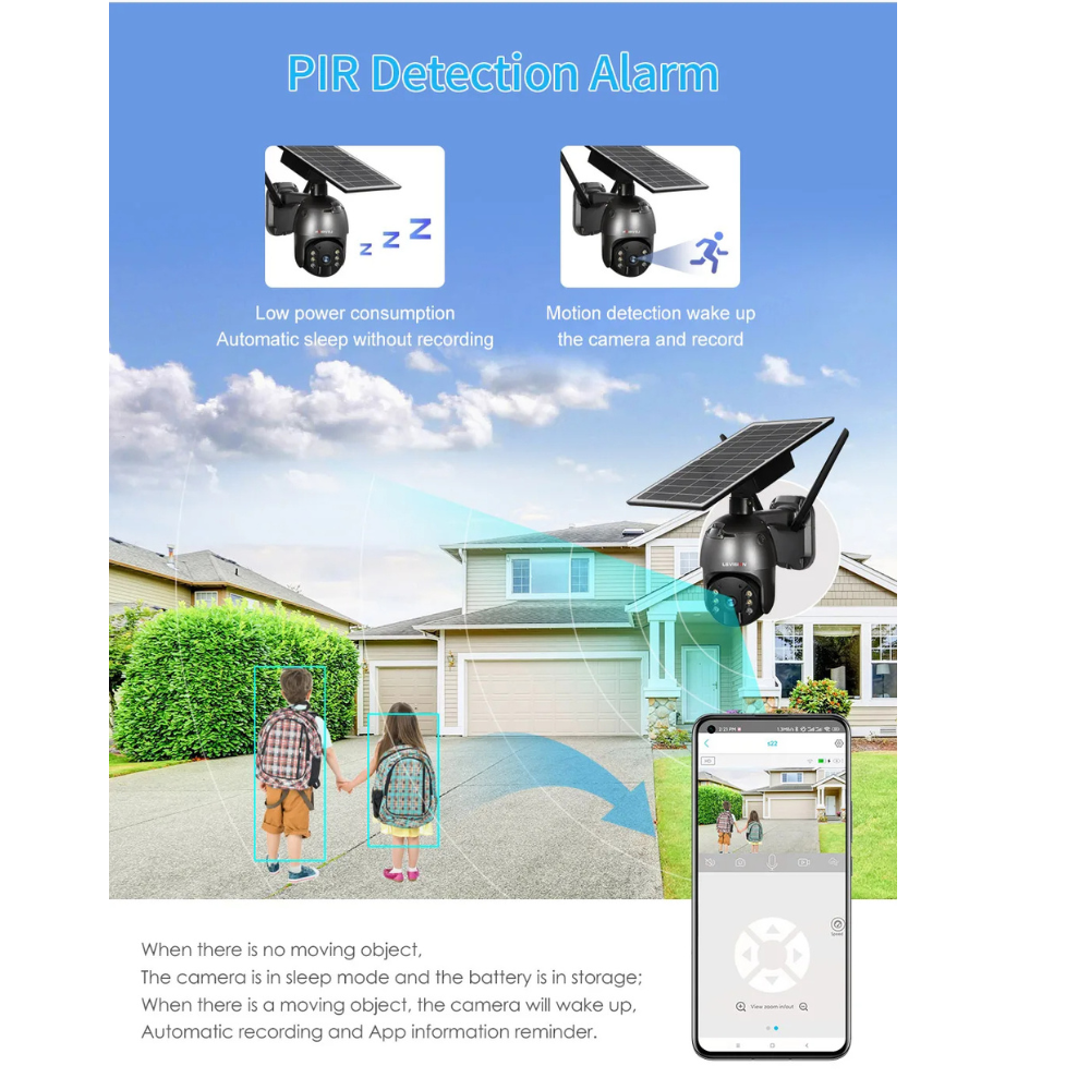 Camera de supraveghere Milmatt, 4G, HD, 3MP, Incarcare cu panou Solar, Rotire Din Aplicatie, PIR, alarma, comunicare bidirectionala, Rezistenta La Apa IP 66 [5]