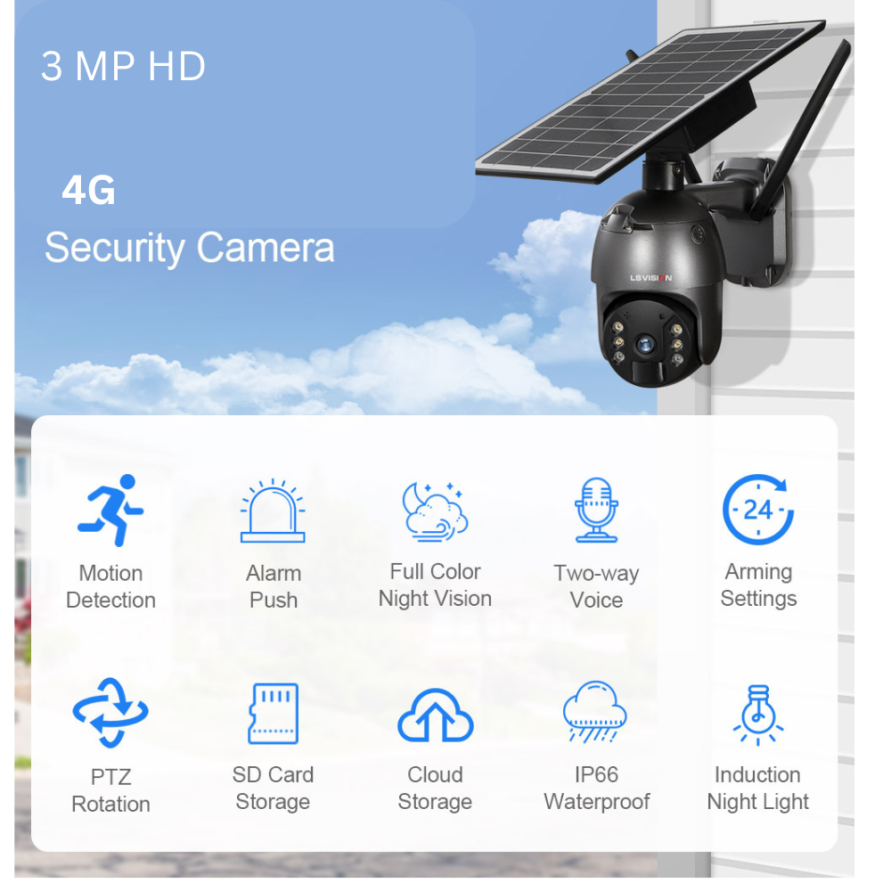Camera de supraveghere Milmatt, 4G, HD, 3MP, Incarcare cu panou Solar, Rotire Din Aplicatie, PIR, alarma, comunicare bidirectionala, Rezistenta La Apa IP 66 [3]
