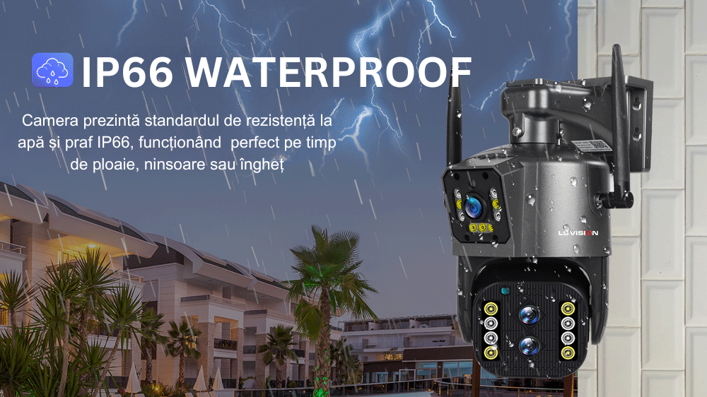 Camera de supraveghere Milmatt, WI-FI, Ultra HD, lentile triple, 4MP HD, 10X Optical ZOOM, Rotire Din Aplicatie, PTZ, Rezistenta La Apa IP 66 [8]
